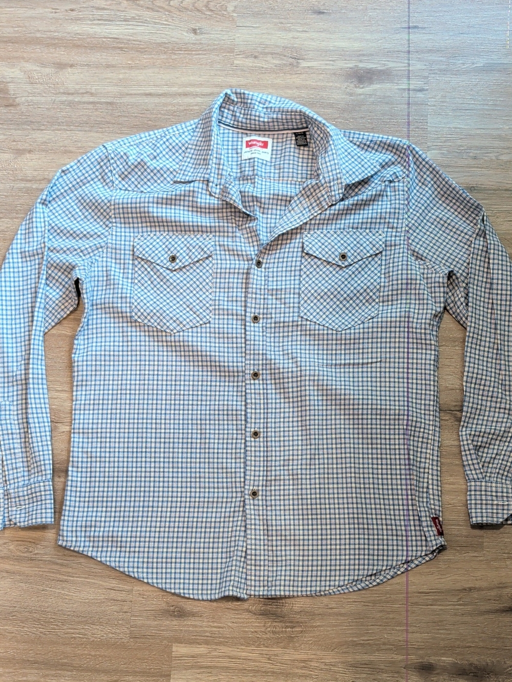 Wrangler Men's Plaid Button-Down Shirt - Blue & White